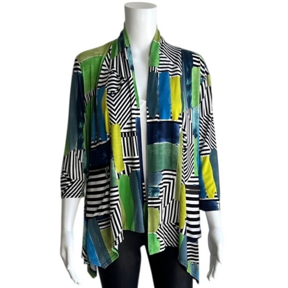 Joseph Ribkoff Geometric Patterned Open Front Car… - image 1